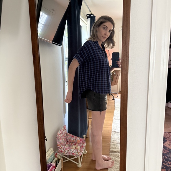 Madewell Blue Plaid Poplin Shirt - Picture 3 of 7